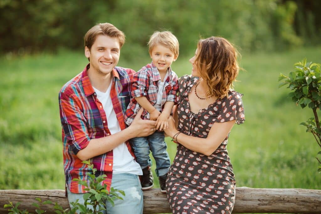 Happy family in a park