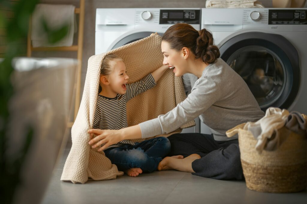 family doing laundry