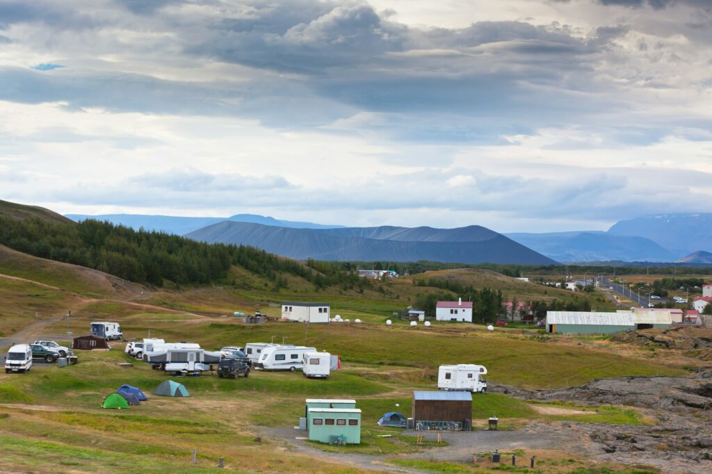 RV Campsite in Iceland, Mivatn lake area