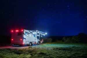 Starry Night Boondocking Camping with RV Camper Van